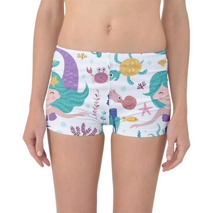 Set Cute Mermaid Seaweeds Marine In Habitants Reversible Boyleg Bikini Bottoms