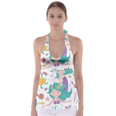 Set Cute Mermaid Seaweeds Marine In Habitants Tie Back Tankini Top by Bedest