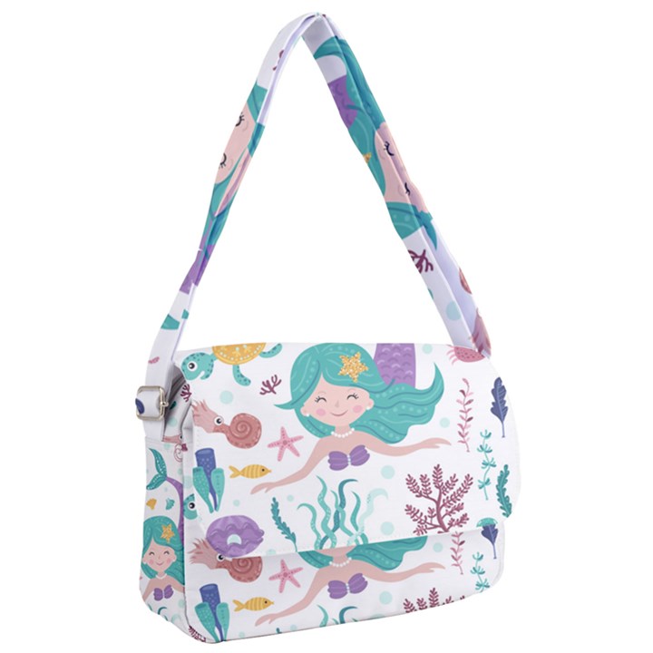 Set Cute Mermaid Seaweeds Marine In Habitants Courier Bag