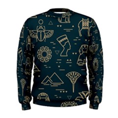 Dark Seamless Pattern Symbols Landmarks Sign Egypt Men s Sweatshirt by Bedest