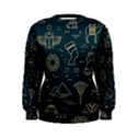 Dark Seamless Pattern Symbols Landmarks Sign Egypt Women s Sweatshirt View1