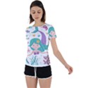 Set Cute Mermaid Seaweeds Marine In Habitants Back Circle Cutout Sports T-Shirt View1