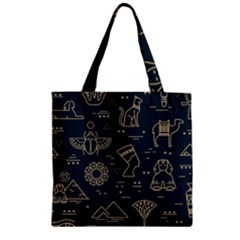 Dark Seamless Pattern Symbols Landmarks Sign Egypt Zipper Grocery Tote Bag by Bedest