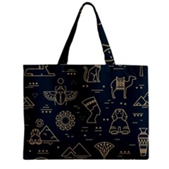 Dark Seamless Pattern Symbols Landmarks Sign Egypt Zipper Mini Tote Bag by Bedest