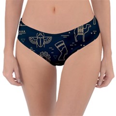 Dark Seamless Pattern Symbols Landmarks Sign Egypt Reversible Classic Bikini Bottoms by Bedest