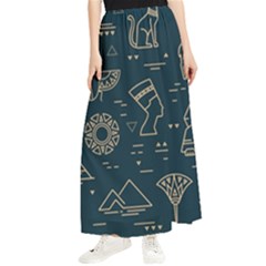 Dark Seamless Pattern Symbols Landmarks Sign Egypt Maxi Chiffon Skirt by Bedest