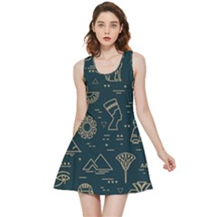 Dark Seamless Pattern Symbols Landmarks Sign Egypt Inside Out Reversible Sleeveless Dress by Bedest