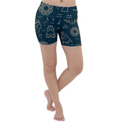 Dark Seamless Pattern Symbols Landmarks Sign Egypt Lightweight Velour Yoga Shorts by Bedest