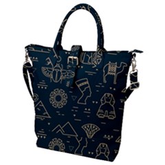 Dark Seamless Pattern Symbols Landmarks Sign Egypt Buckle Top Tote Bag by Bedest