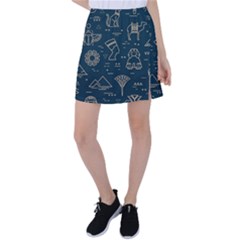 Dark Seamless Pattern Symbols Landmarks Sign Egypt Tennis Skirt by Bedest