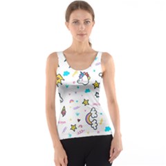 Unicorns Rainbows Seamless Pattern Women s Basic Tank Top by Bedest