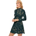 Dark Seamless Pattern Symbols Landmarks Sign Egypt Long Sleeve Velour Longline Dress View2