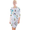 Unicorns Rainbows Seamless Pattern Quarter Sleeve Hood Bodycon Dress View1