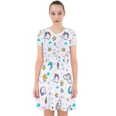 Unicorns Rainbows Seamless Pattern Adorable In Chiffon Dress by Bedest