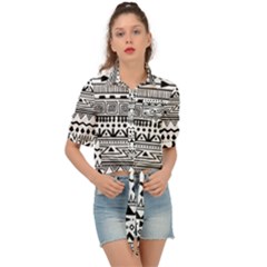 Boho Style Pattern Tie Front Shirt  by Bedest