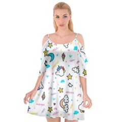 Unicorns Rainbows Seamless Pattern Cutout Spaghetti Strap Chiffon Dress by Bedest