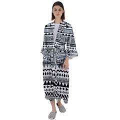 Boho Style Pattern Maxi Satin Kimono by Bedest