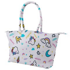 Unicorns Rainbows Seamless Pattern Canvas Shoulder Bag by Bedest