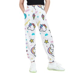 Unicorns Rainbows Seamless Pattern Kids  Joggers by Bedest