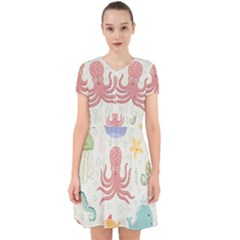 Underwater Seamless Pattern Light Background Funny Adorable In Chiffon Dress by Bedest