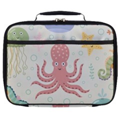 Underwater Seamless Pattern Light Background Funny Full Print Lunch Bag by Bedest