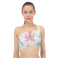 Underwater Seamless Pattern Light Background Funny Spliced Up Bikini Top  by Bedest