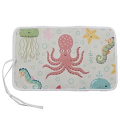 Underwater Seamless Pattern Light Background Funny Pen Storage Case (l)