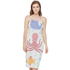 Underwater Seamless Pattern Light Background Funny Bodycon Cross Back Summer Dress by Bedest