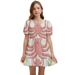 Underwater Seamless Pattern Light Background Funny Kids  Short Sleeve Dolly Dress by Bedest