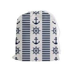 Nautical Seamless Pattern Vector Illustration Drawstring Pouch (xl) by Bedest