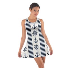 Nautical Seamless Pattern Vector Illustration Cotton Racerback Dress by Bedest