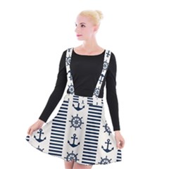 Nautical Seamless Pattern Vector Illustration Suspender Skater Skirt by Bedest