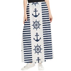 Nautical Seamless Pattern Vector Illustration Maxi Chiffon Skirt by Bedest