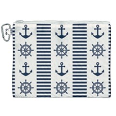 Nautical Seamless Pattern Vector Illustration Canvas Cosmetic Bag (xxl)