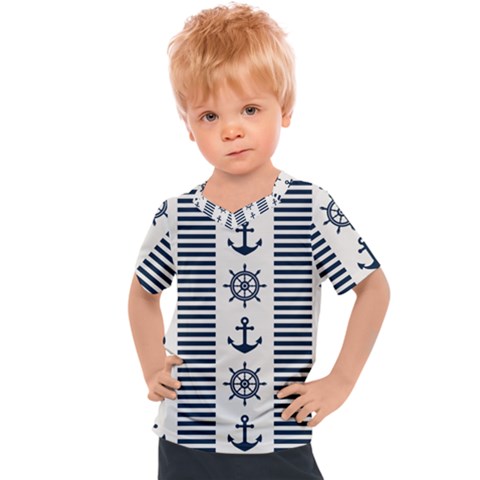 Nautical Seamless Pattern Vector Illustration Kids  Sports T-shirt by Bedest