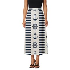 Nautical Seamless Pattern Vector Illustration Classic Midi Chiffon Skirt by Bedest