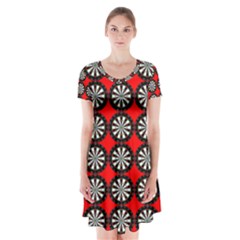 Dart Board Short Sleeve V-neck Flare Dress by Dutashop