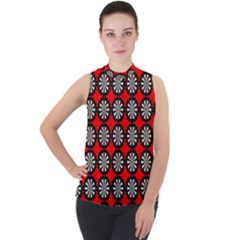 Dart Board Mock Neck Chiffon Sleeveless Top by Dutashop