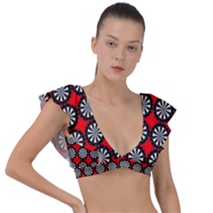 Dart Board Plunge Frill Sleeve Bikini Top