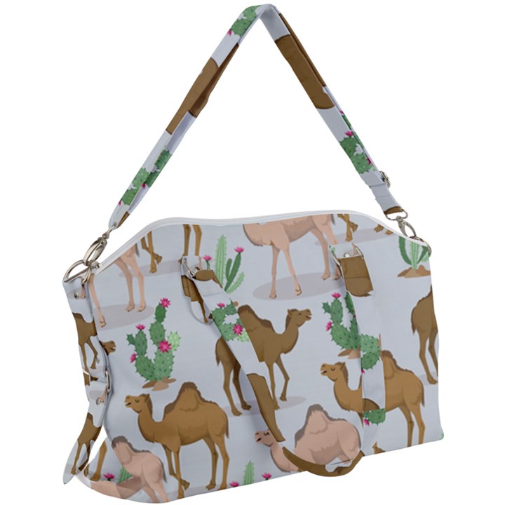 Camels Cactus Desert Pattern Canvas Crossbody Bag