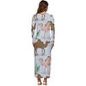 Camels Cactus Desert Pattern Long Sleeve Longline Maxi Dress View4