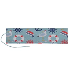 Nautical Marine Symbols Seamless Pattern Roll Up Canvas Pencil Holder (l) by Hannah976