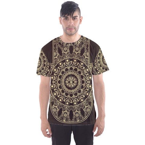 Hamsa Hand Drawn Symbol With Flower Decorative Pattern Men s Sport Mesh T-shirt by Hannah976