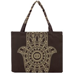 Hamsa Hand Drawn Symbol With Flower Decorative Pattern Mini Tote Bag by Hannah976