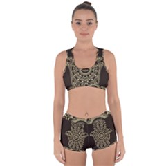 Hamsa Hand Drawn Symbol With Flower Decorative Pattern Racerback Boyleg Bikini Set by Hannah976