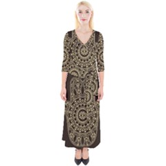 Hamsa Hand Drawn Symbol With Flower Decorative Pattern Quarter Sleeve Wrap Maxi Dress by Hannah976