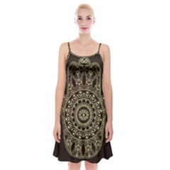 Hamsa Hand Drawn Symbol With Flower Decorative Pattern Spaghetti Strap Velvet Dress by Hannah976