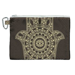 Hamsa Hand Drawn Symbol With Flower Decorative Pattern Canvas Cosmetic Bag (xl) by Hannah976