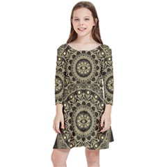 Hamsa Hand Drawn Symbol With Flower Decorative Pattern Kids  Quarter Sleeve Skater Dress by Hannah976