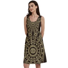 Hamsa Hand Drawn Symbol With Flower Decorative Pattern Classic Skater Dress by Hannah976